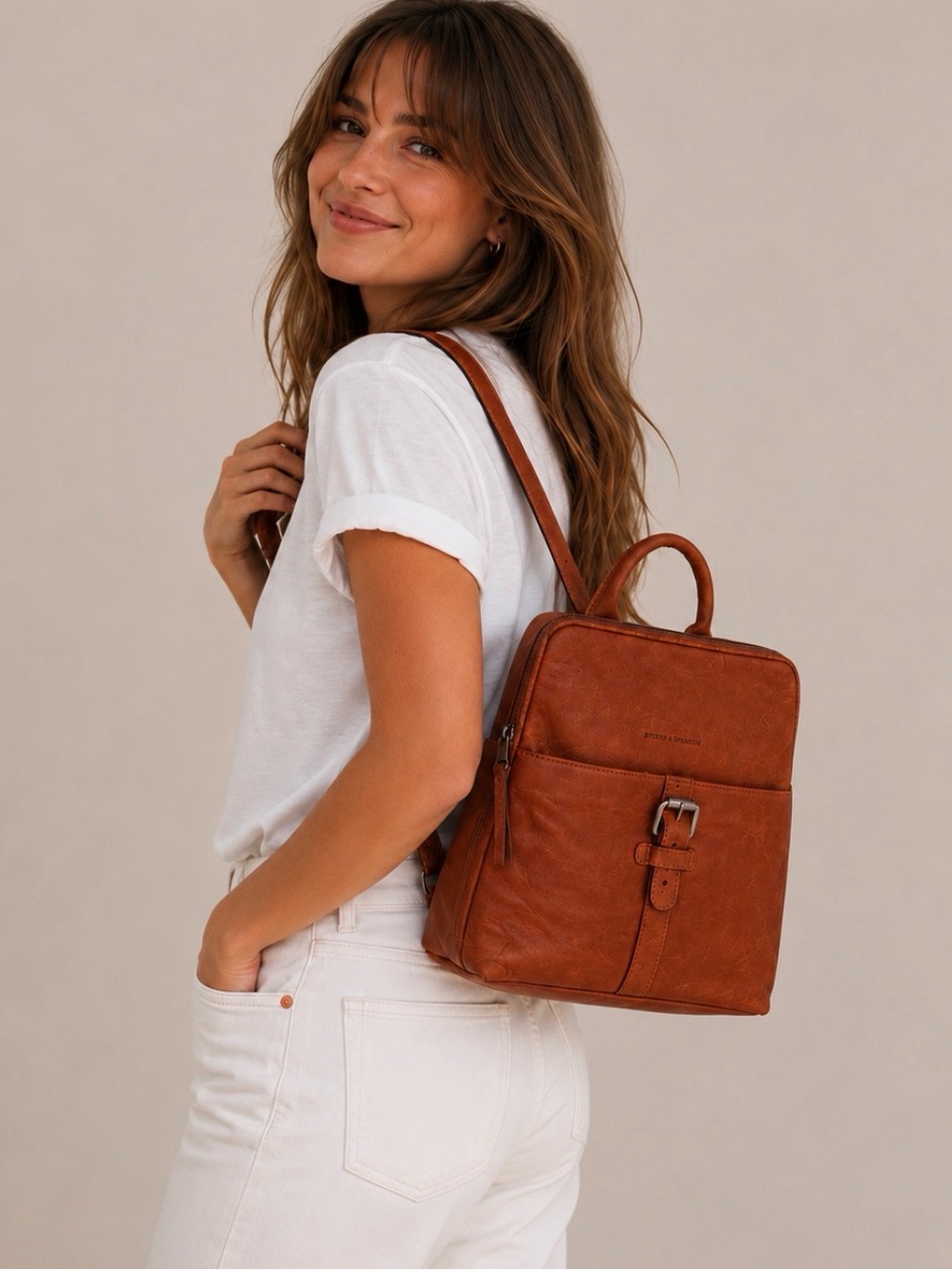 Spikes & Sparrow Brown Leather Mini Backpack Brandy Cognac NWOT